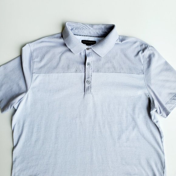 Banana Republic Men's Blue Fog & White Stripe Polo - Picture 3 of 5